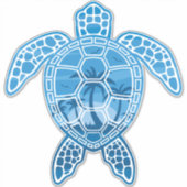 Tropisch Zee schildpad design in Blue Sticker (Voorkant)