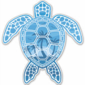 Tropisch Zee schildpad design in Blue Sticker (Voorkant)