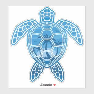Tropisch Zee schildpad design in Blue Sticker