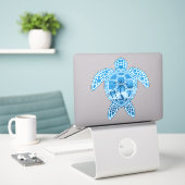 Tropisch Zee schildpad design in Blue Sticker (Laptop op bureau)