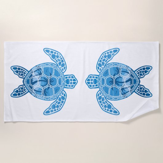 Tropisch Zee schildpad design in Blue Strandlaken (Voorkant)