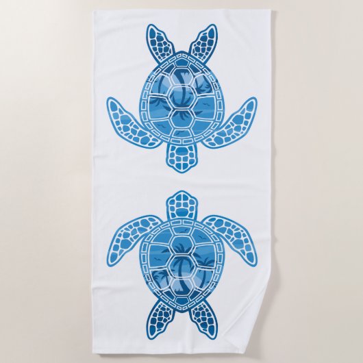 Tropisch Zee schildpad design in Blue Strandlaken (Voorkant)