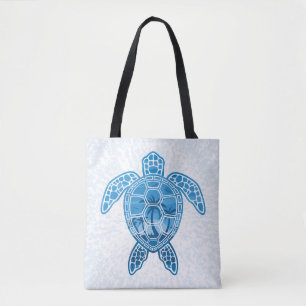 Tropisch Zee schildpad design in Blue Tote Bag