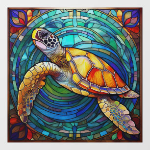 Tropisch Zee schildpad Glas in lood kunst Raamsticker