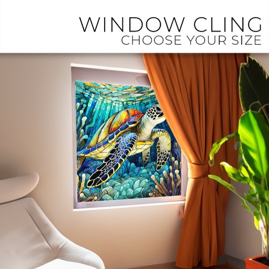Tropisch Zee schildpad Glas in lood kunst Raamsticker