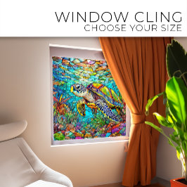 Tropisch Zee schildpad Glas in lood kunst Raamsticker