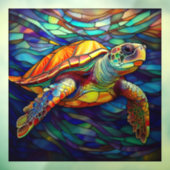 Tropisch Zee schildpad Glas in lood kunst Raamsticker (Vel 3)