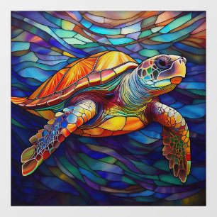 Tropisch Zee schildpad Glas in lood kunst Raamsticker