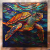 Tropisch Zee schildpad Glas in lood kunst Raamsticker (Vel 2)