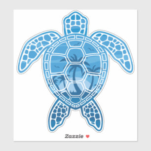 Tropisch Zee schildpad in blauw Sticker