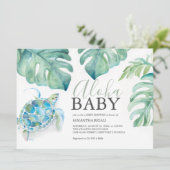 Tropisch Zee Schildpad Monstera verlaat Baby showe Kaart (Staand voorkant)