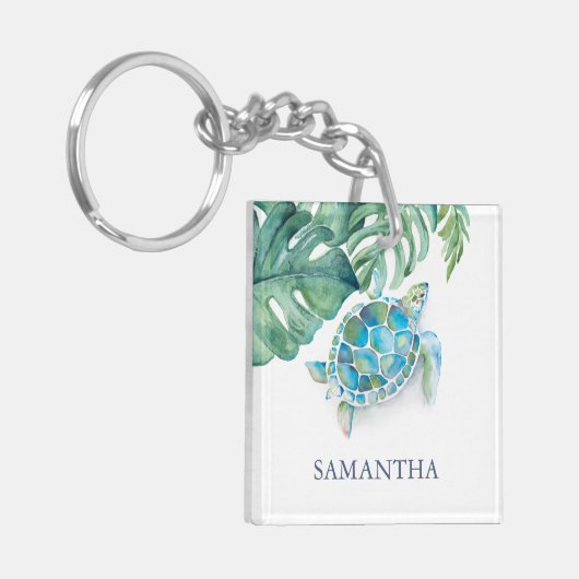 Tropisch Zee schildpad op maat Sleutelhanger (Voorkant Links)