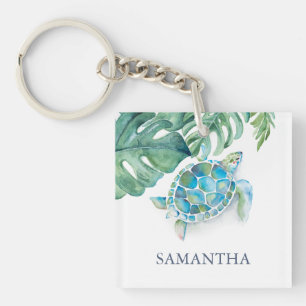 Tropisch Zee schildpad op maat Sleutelhanger