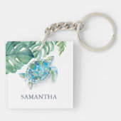 Tropisch Zee schildpad op maat Sleutelhanger (Achterkant)