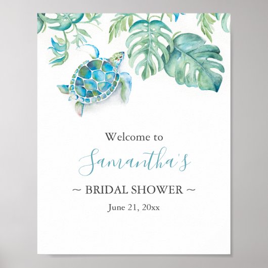 Tropisch Zee Schildpad Vrijgezellenfeest Sign Poster (Voorkant)