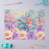 Tropisch Zee Schildpad & Waterverf Bloemen Tissuepapier (Craft)