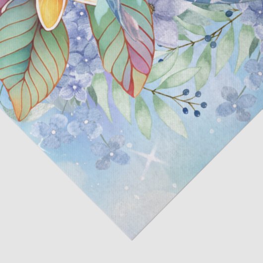 Tropisch Zee Schildpad & Waterverf Bloemen Tissuepapier (Detail)