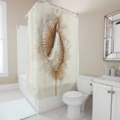 Tropisch Zee Shell Waterverf Brown Douchegordijn (In situ)