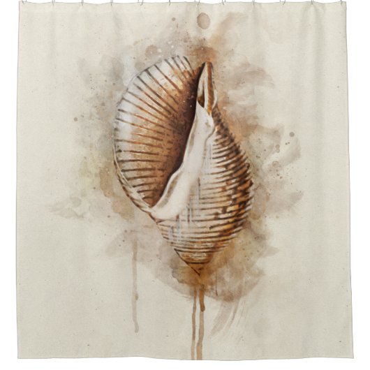 Tropisch Zee Shell Waterverf Brown Douchegordijn (Voorkant)