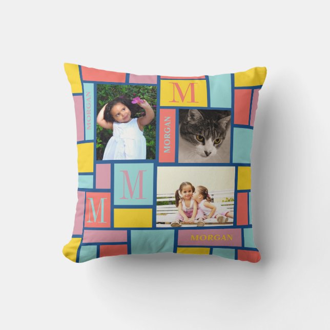 Tropisch Zee van kleurenblok Moderne afbeelding 3  Kussen (Voorkant)