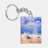 Tropisch Zee Wave Splash Sleutelhanger (Voorkant Links)