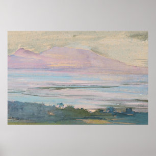 Tropisch zeegezicht in pastel kunst poster