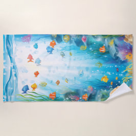 Tropisch zeeleven onder de oceaan Waterverf Strandlaken