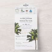 Tropisch zeestrand | Illustratief huwelijk All In One Uitnodiging (Binnen)