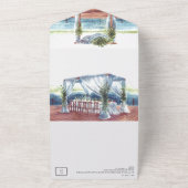 Tropisch zeestrand | Illustratief huwelijk All In One Uitnodiging (Buitenkant)