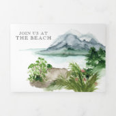 Tropisch zeestrand | Illustratief huwelijk Drieluik Uitnodiging (Cover)