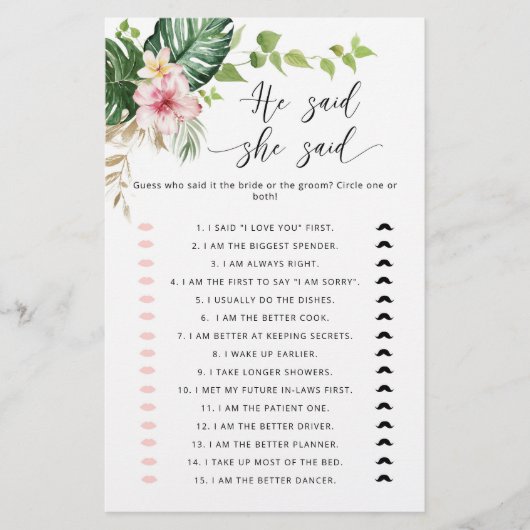 Tropisch zei dat ze vrijgezellenfeest spel zei (Voorkant)