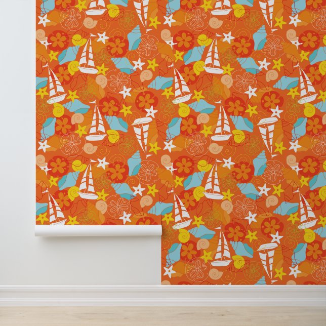 Tropisch zeilpatroon behang (Applicatie)