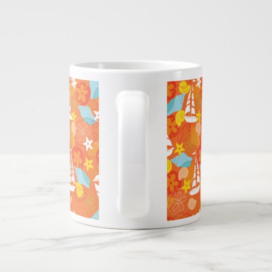 Tropisch zeilpatroon grote koffiekop (Achterkant)