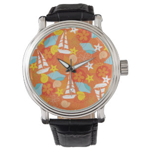 Tropisch zeilpatroon horloge
