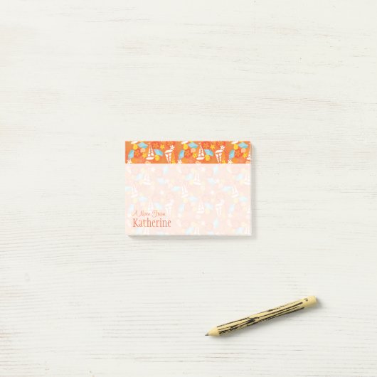 Tropisch zeilpatroon | Jouw namen toevoegen Post-it® Notes (Op bureau)