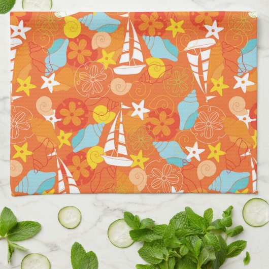 Tropisch zeilpatroon theedoek (Gevouwen)