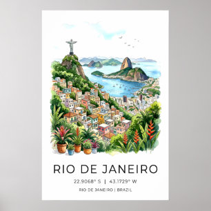 Tropisch zicht Rio Kunstprint, Christus de Verloss Poster