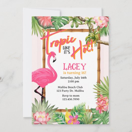 Tropisch zoals het is Hot, Summer Pool Party, Beac Kaart (Voorkant)