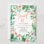 Tropisch zoet 16 Aloha Luau Birthday Invitation Kaart (Voorkant)