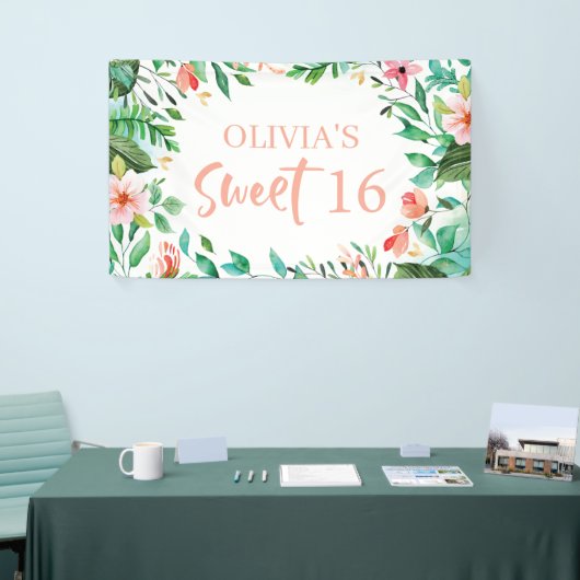 Tropisch zoet 16 Aloha Luau Birthday Spandoek (Beurs)