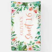 Tropisch zoet 16 Aloha Luau Birthday Spandoek (Verticaal)