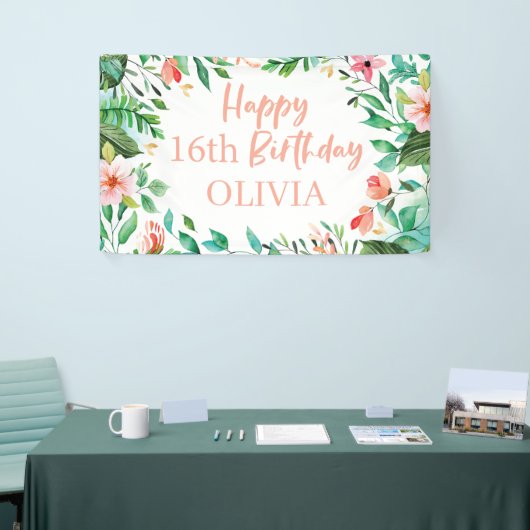 Tropisch zoet 16 Aloha Luau Birthday Spandoek (Beurs)