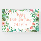 Tropisch zoet 16 Aloha Luau Birthday Spandoek (Horizontaal)