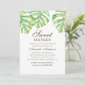 Tropisch zoet 16. Groen monstera 16e verjaardag Kaart (Staand voorkant)