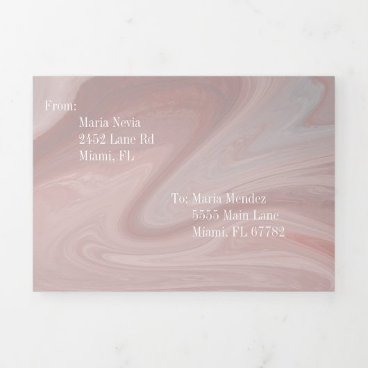 Tropisch Zoet 16 Vloeibaar Marmer | Agate Blush Pi Drieluik Uitnodiging (Cover)