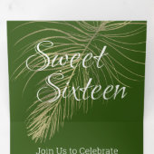 Tropisch Zoet 16 Vloeibaar Marmer | Folie palmboom Drieluik Uitnodiging (Binnenzijde eerst)