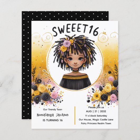 Tropisch zoet 16 zwart tiener verjaardag zwart gou (Voorkant / Achterkant)