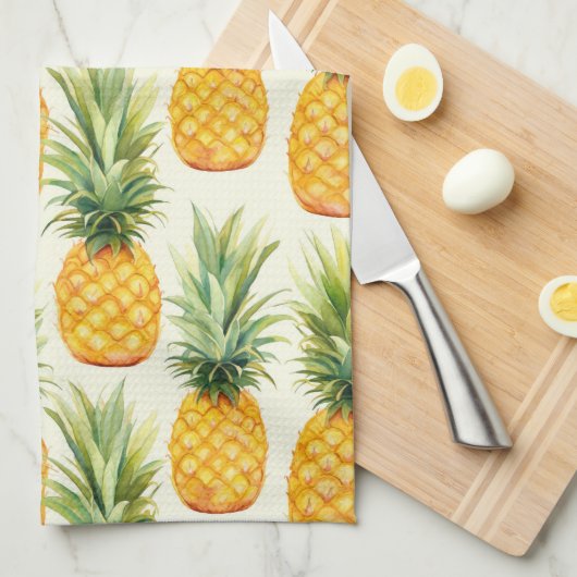 Tropisch zomer ananas patroon theedoek (Quarter Fold)