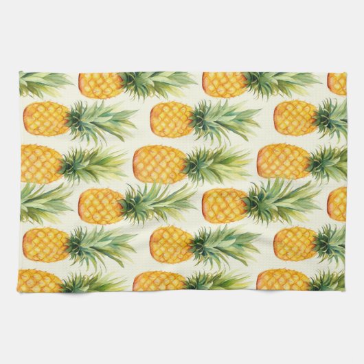 Tropisch zomer ananas patroon theedoek (Horizontaal)