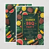 Tropisch Zomer BBQ Feest Uitnodiging (Voorkant / Achterkant)